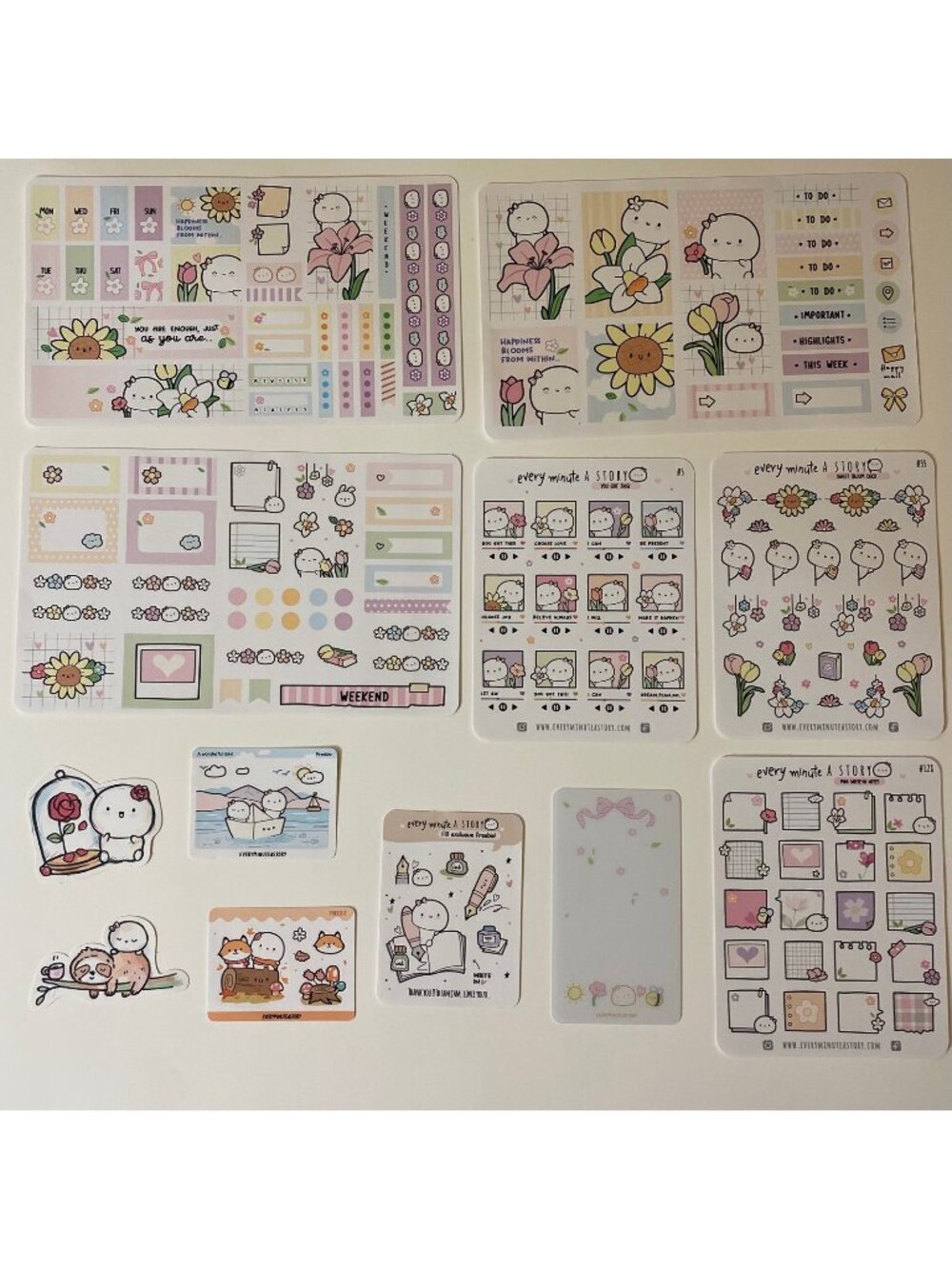 Every Minute A Story Washi Card & Stickers Set Flowers Fox Planner & More